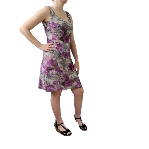 𝅺TANGO Mango Ruffled Rag Scoop Cut Midi Dress - Picture 3 of 9